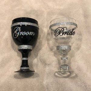Bride and groom glassware
